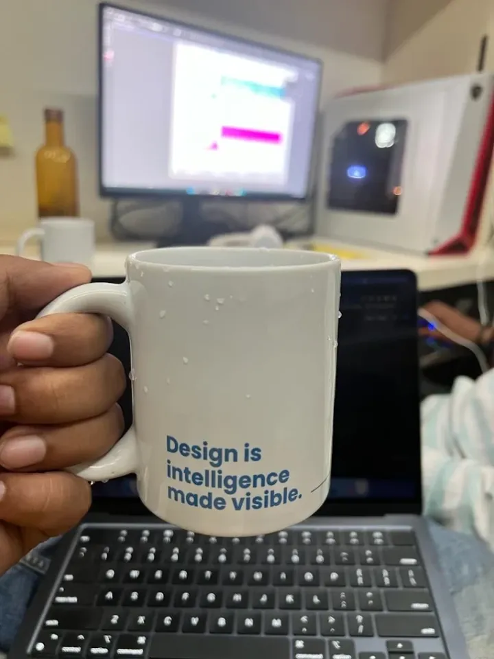 “Design is intelligence made visible.” — the studio mug